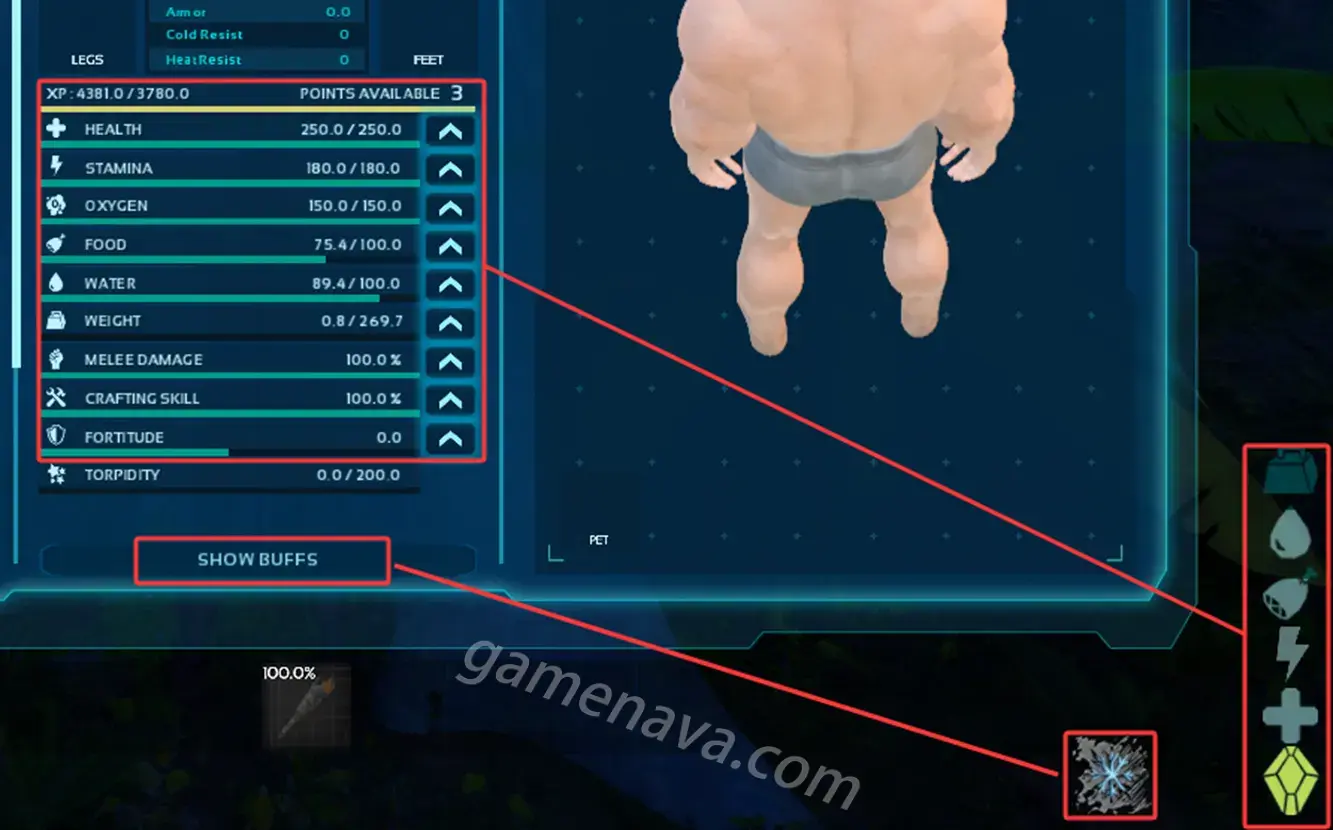 ARK bottom right icon meanings